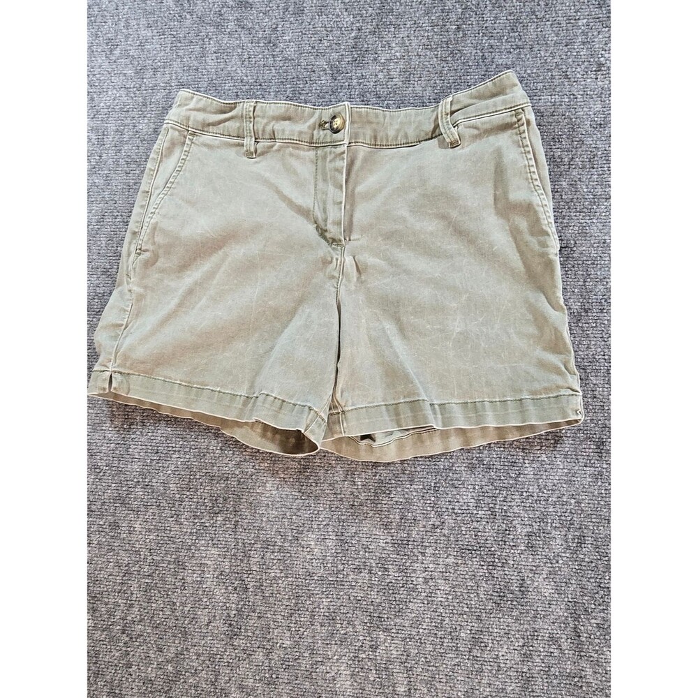 Tommy Bahama Womens 6 Olive Green Chino Shorts Flat Front Casual Cotton Blend